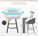 26'' Swivel Counter Stools, Modern Bar Stools for Kitchen Counter, White Sherpa Kitchen Counter Stools, Upholstered Barstools with Backs, Counter Height Stool Chairs with Metal Legs-2