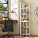 6 Tier Bookshelf with Anti-Fall Baffle, Tall 64.79" Bookcase with DIY Shelves, Industrial Book Shelf Storage Organizer, Display Free Standing Shelf Unit for Bedroom, Living Room, Office, White-3