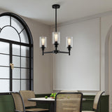 3 Lights Black Chandeliers for Dining Room Light Fixture over Table, Entryway Chandelier for Foyer, Hallway Light Fixtures with Glass Shade for Dinning Room Kitchen Island Foyer Hallway-3