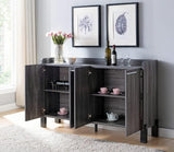 62″ Large Dining Server Cupboard Buffet Console Table in Distressed Black-0