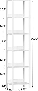 6 Tier Bookshelf with Anti-Fall Baffle, Tall 64.79" Bookcase with DIY Shelves, Industrial Book Shelf Storage Organizer, Display Free Standing Shelf Unit for Bedroom, Living Room, Office, White-1