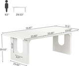 Modern Dining Table for 6 to 8 People, 71" Large Kitchen Dining Table with Wood Pedestal Base, Rectangular Long Dinner Table for Kitchen, Dining Room, Living Room, White-1