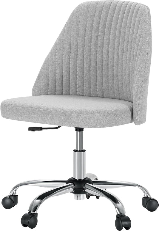 Office Desk Chair, Modern Cute Rolling Vanity Swivel Task Chairs with Wheels, Comfortable Back Seat Armless for Home, Bedrooms, Office, Study, Student, Adults, Make-Up, Dressing Room, Cloud-0