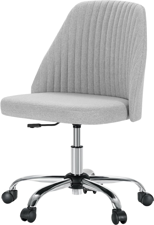 Office Desk Chair, Modern Cute Rolling Vanity Swivel Task Chairs with Wheels, Comfortable Back Seat Armless for Home, Bedrooms, Office, Study, Student, Adults, Make-Up, Dressing Room, Cloud-0