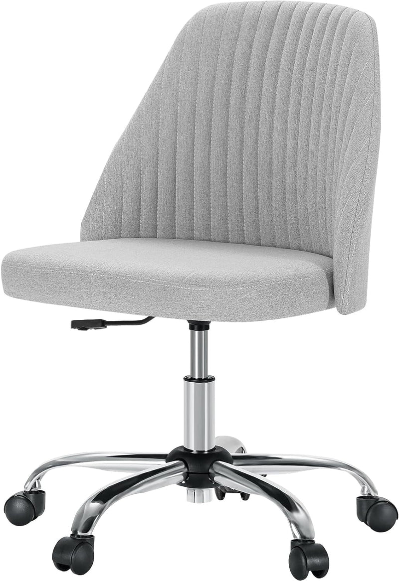 Office Desk Chair, Modern Cute Rolling Vanity Swivel Task Chairs with Wheels, Comfortable Back Seat Armless for Home, Bedrooms, Office, Study, Student, Adults, Make-Up, Dressing Room, Cloud-0