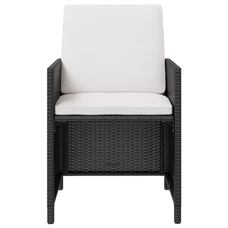 vidaXL 13 Piece Patio Dining Set with Cushions Poly Rattan Black-2