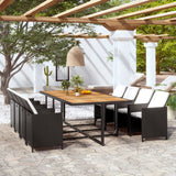 vidaXL 13 Piece Patio Dining Set with Cushions Poly Rattan Black-5