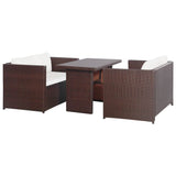 vidaXL 3 Piece Patio Lounge Set with Cushions Poly Rattan Black-5