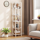 6 Tier Bookshelf with Anti-Fall Baffle, Tall 64.79" Bookcase with DIY Shelves, Industrial Book Shelf Storage Organizer, Display Free Standing Shelf Unit for Bedroom, Living Room, Office, White-0