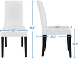 Dining Chair Set of 4 Faux Leather Parson Chair Modern Kitchen Living Room Side Chair Upholstered Padded Armless Chair with Solid Wood Legs, White-2