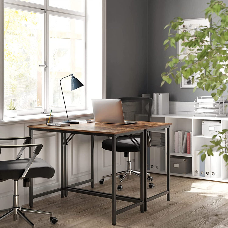 Computer Desk, Gaming Desk, Home Office Desk, for Small Spaces, 19.7 X 39.4 X 29.5 Inches, Industrial Style, Metal Frame, Rustic Brown and Black ULWD41X-3