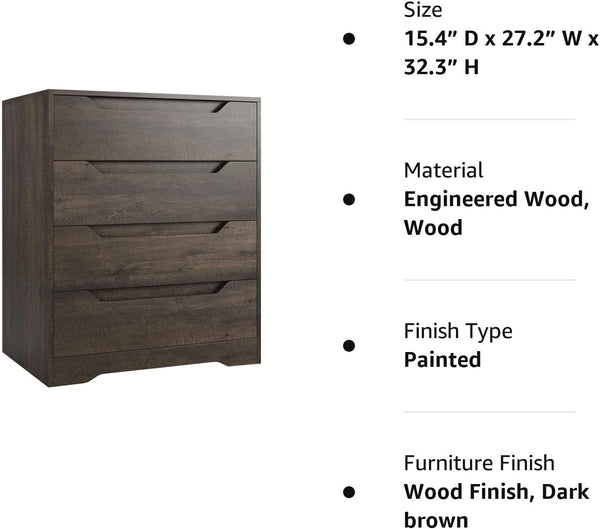 Modern 4-Drawer Dresser in Dark Brown-1