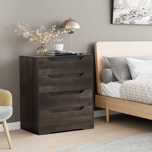 Modern 4-Drawer Dresser in Dark Brown-0