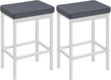 Bar Stools, Set of 2 Bar Chairs, 24.8-Inch Height Stools, Breakfast Bar Stools, Kitchen Bar Chairs, 2" Thick Upholstery, for Kitchen, Dining Room, Cafe, Bar Counter, White and Gray WG21BY01-0