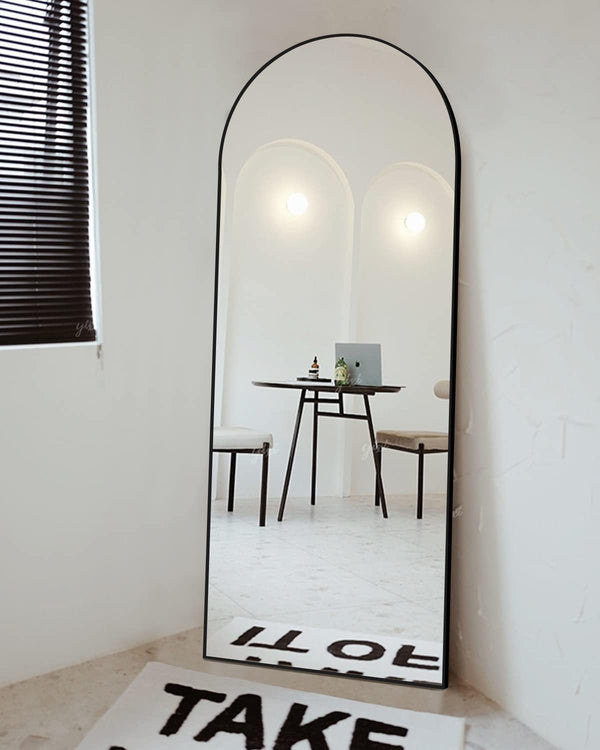 Floor Mirror, Full Length Mirror with Stand, Arched Wall Mirror, Mirror Full Length, Black Floor Mirror Freestanding, Wall Mounted Mirror for Bedroom Living Room, Black-1