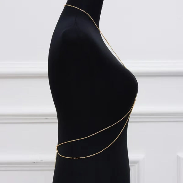 Fashion Trendy Chain Jewelry Accessories Sexy Simple Cross Body Chain Integrated Chain Body chain colar Jewelry Gifts for Women