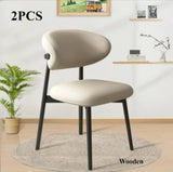 Cafe lounge chair, upholstered dining chair, curved back cushion, modern armless dining side chair