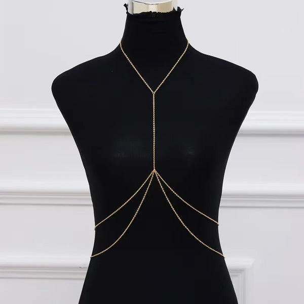 Fashion Trendy Chain Jewelry Accessories Sexy Simple Cross Body Chain Integrated Chain Body chain colar Jewelry Gifts for Women