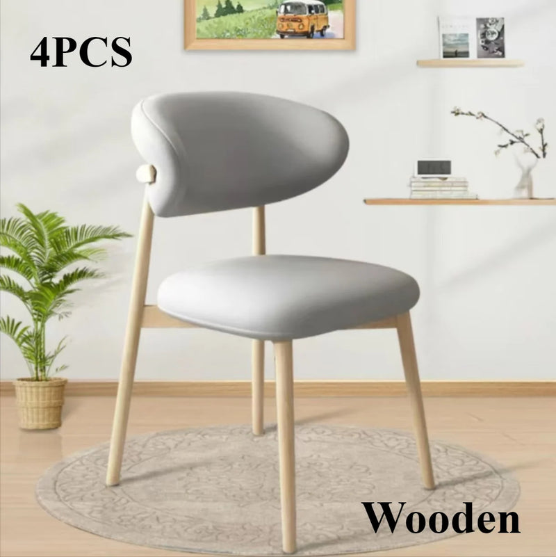 Cafe lounge chair, upholstered dining chair, curved back cushion, modern armless dining side chair