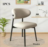 Cafe lounge chair, upholstered dining chair, curved back cushion, modern armless dining side chair