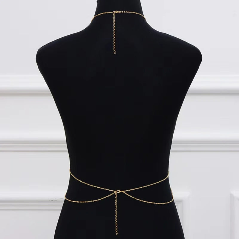 Fashion Trendy Chain Jewelry Accessories Sexy Simple Cross Body Chain Integrated Chain Body chain colar Jewelry Gifts for Women