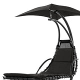 Black Single Person Sturdy Modern Chaise Lounger Hammock Chair Porch Swing-3