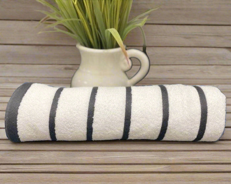 Premium Cotton-Poly Blend Horizontal Stripes Pool Towels 2 PK-3
