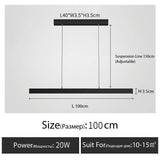 Minimalist modern chandelier—sleek strip light for dining rooms, bars, or office spaces.
