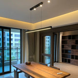 Minimalist modern chandelier—sleek strip light for dining rooms, bars, or office spaces.
