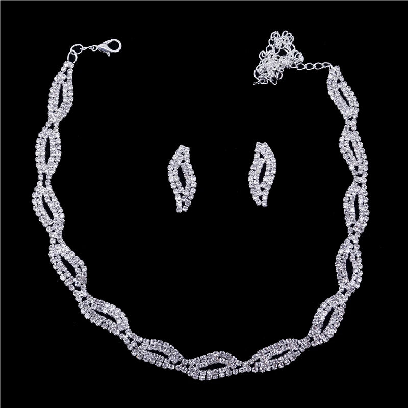 Fashion Wedding Bridal Jewelry Sets For Women Rhinestone Austrian Crystal Jewelry Set Bracelet