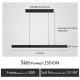 Minimalist modern chandelier—sleek strip light for dining rooms, bars, or office spaces.