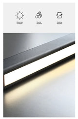 Minimalist modern chandelier—sleek strip light for dining rooms, bars, or office spaces.