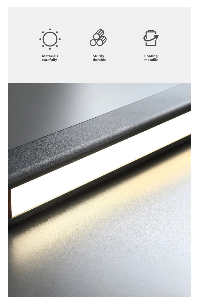 Minimalist modern chandelier—sleek strip light for dining rooms, bars, or office spaces.