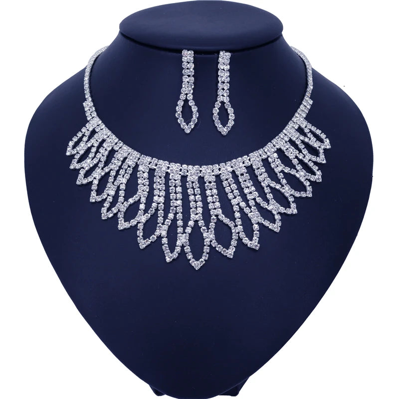 Fashion Wedding Bridal Jewelry Sets For Women Rhinestone Austrian Crystal Jewelry Set Bracelet