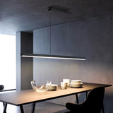 Minimalist modern chandelier—sleek strip light for dining rooms, bars, or office spaces.