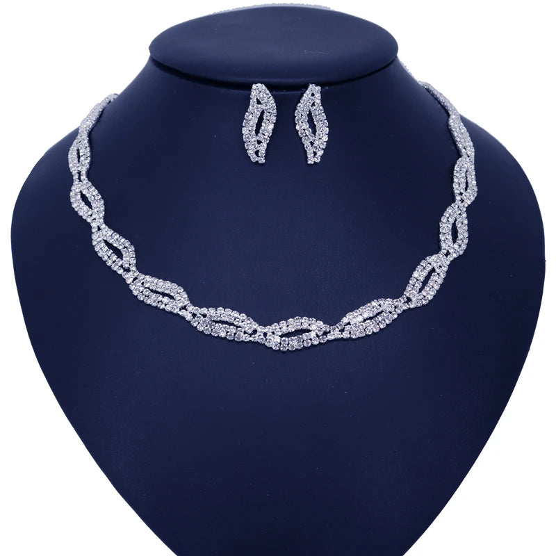 Fashion Wedding Bridal Jewelry Sets For Women Rhinestone Austrian Crystal Jewelry Set Bracelet