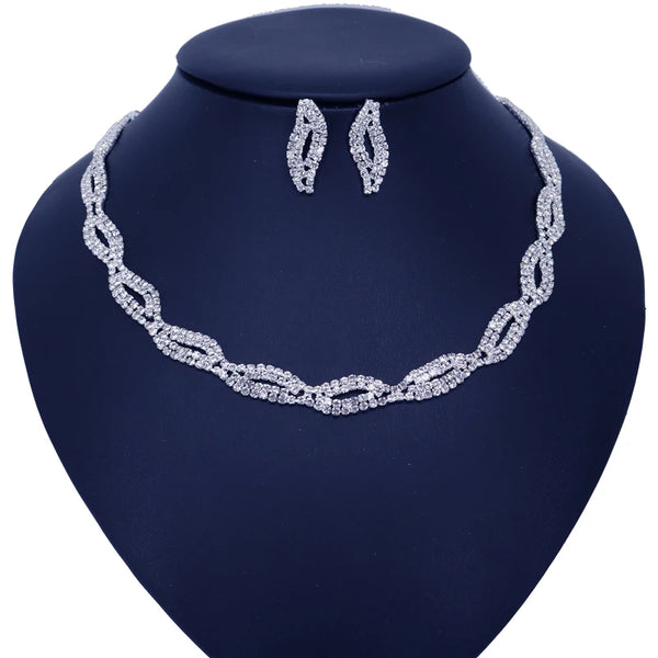 Fashion Wedding Bridal Jewelry Sets For Women Rhinestone Austrian Crystal Jewelry Set Bracelet