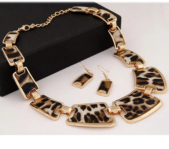 Statement Jewelry Sets Fashion Popular, Elegant, Punk, Geometric Leopard, Link Chain Necklace, Earring Sets, Fashion