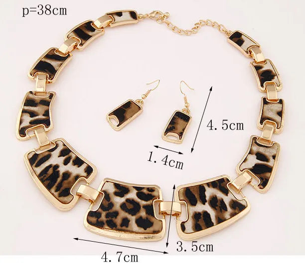 Statement Jewelry Sets Fashion Popular, Elegant, Punk, Geometric Leopard, Link Chain Necklace, Earring Sets, Fashion