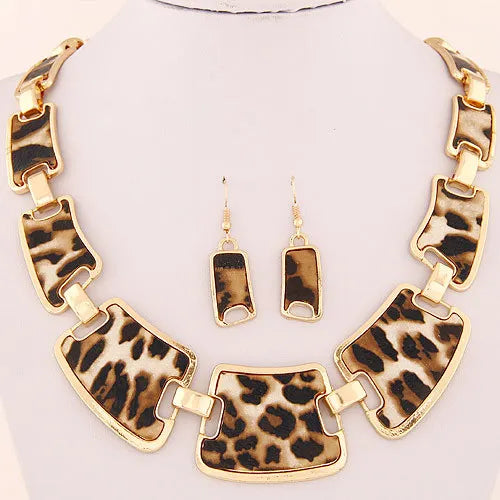 Statement Jewelry Sets Fashion Popular, Elegant, Punk, Geometric Leopard, Link Chain Necklace, Earring Sets, Fashion