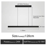 Minimalist modern chandelier—sleek strip light for dining rooms, bars, or office spaces.