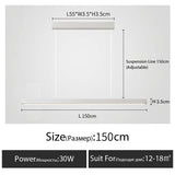 Minimalist modern chandelier—sleek strip light for dining rooms, bars, or office spaces.
