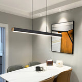 Minimalist modern chandelier—sleek strip light for dining rooms, bars, or office spaces.