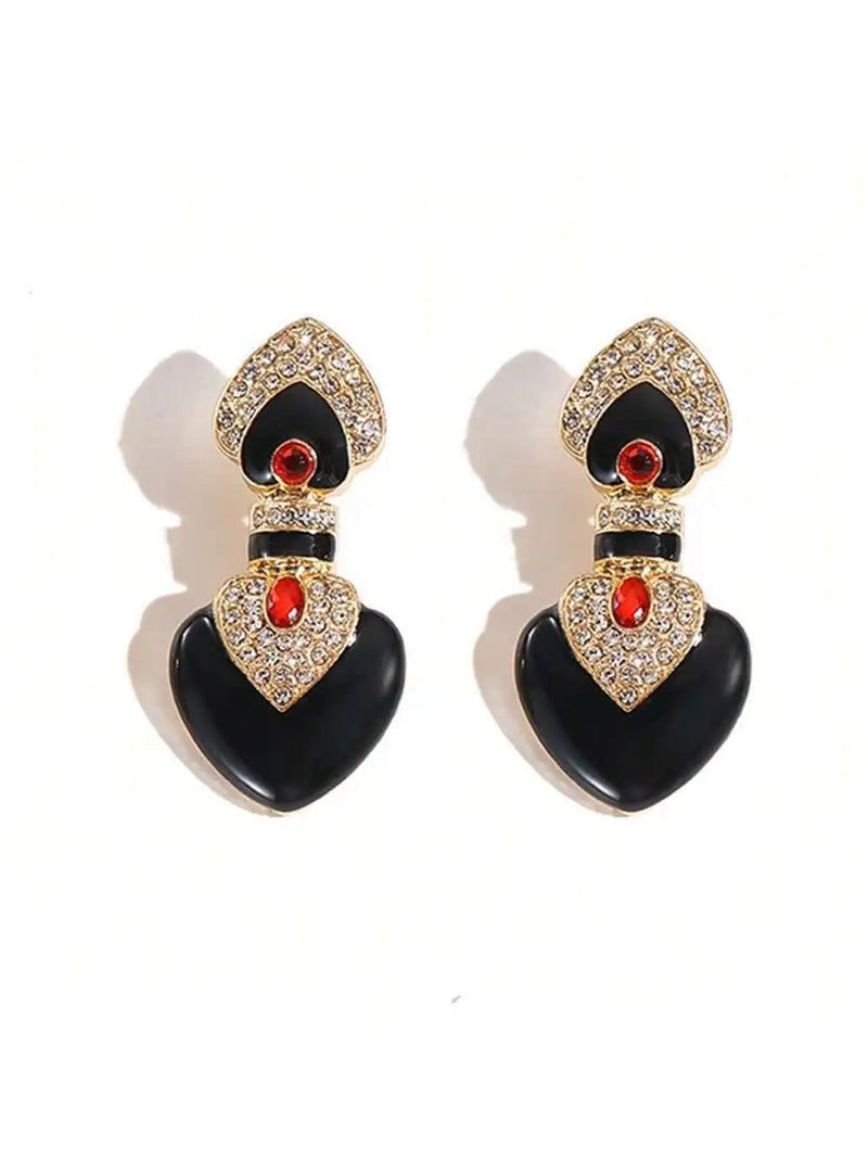 Bride Wedding Jewelry Set Elegant Enamel Rhinestone Love Imitation Pearl Beaded Necklace and Earrings