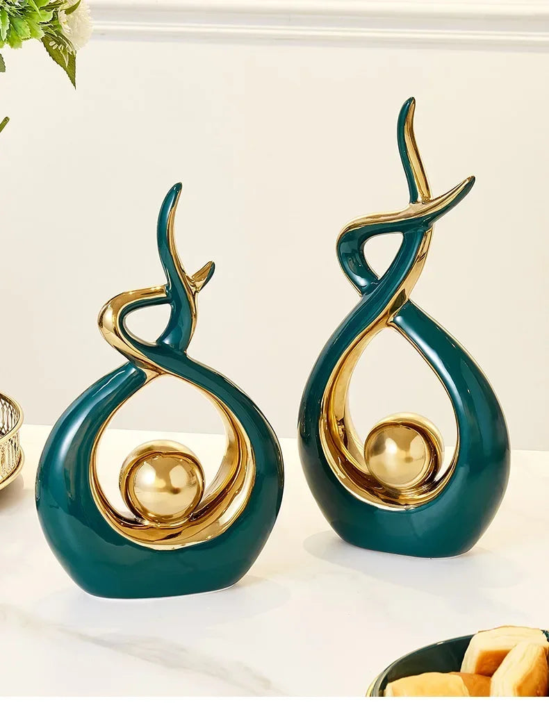Nordic Ceramic Figurines - Living Room or Desk Decor Statues, Feng Shui Ornaments