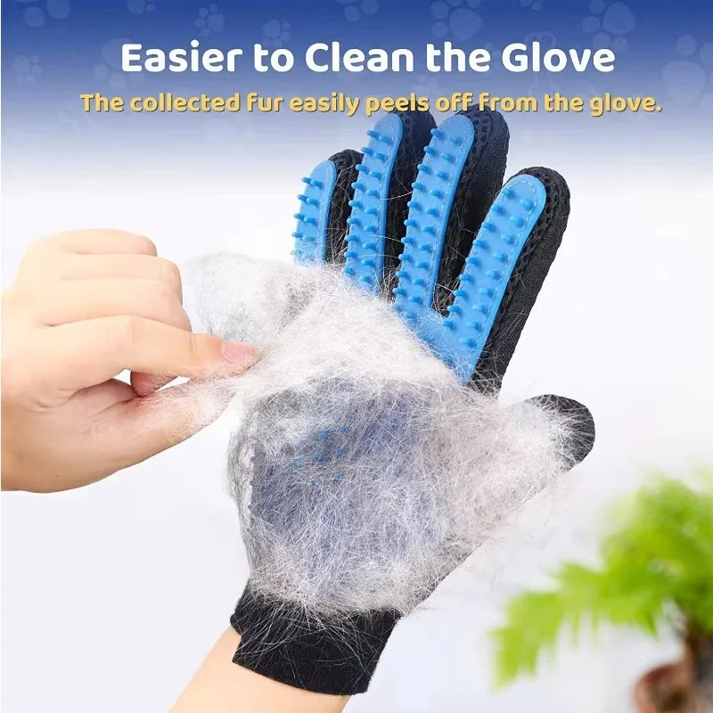 Pet grooming kit: 2-sided brush & glove for de-shedding and de-matting dogs, cats, rabbits.
