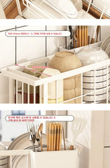 Narrow kitchen rack with drain tray—perfect for drying dishes, bowls, chopsticks, and utensils."