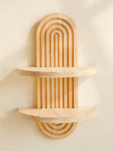 Wooden Wall Shelf - Boho Style Modern Home Decor for Living Room or Bathroom Display