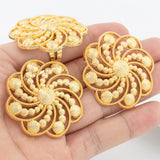 Dubai Jewelry Sets for Women, Flower Earrings and Adjustable Rings Italian Wedding Gifts 18K Gold Color