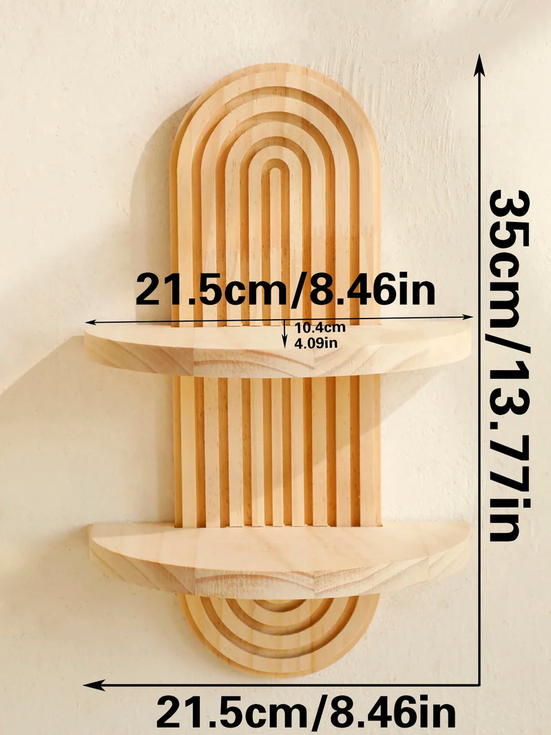 Wooden Wall Shelf - Boho Style Modern Home Decor for Living Room or Bathroom Display